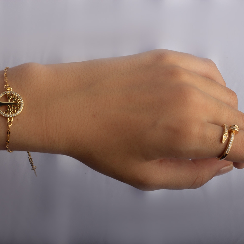 Pulseira Árvore Da Vida Dourada aço Inox Dandara