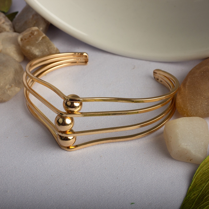 Bracelete Esferas Dourado Safira