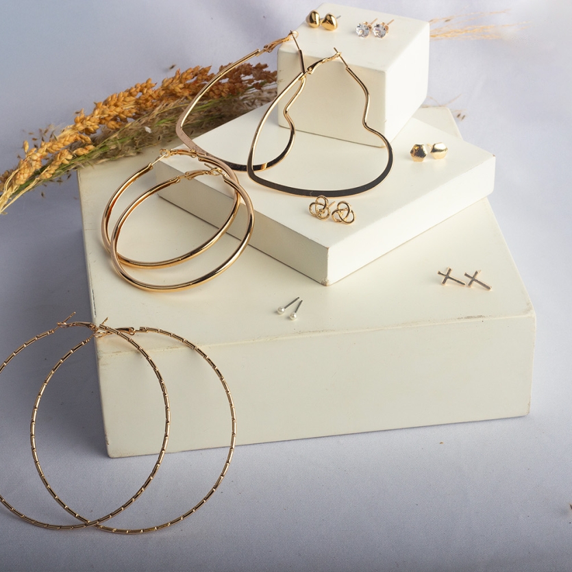 Brinco 9 Pares Dourado Marcela