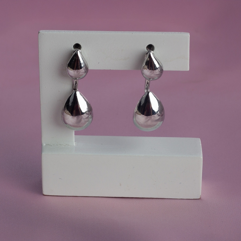 Brinco 2 Em 1 Gotas Lisas Prata Antonela