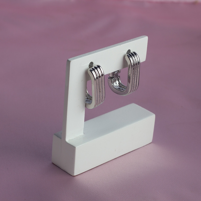 Brinco Argola Quadrada Listras Aço Inox Isis