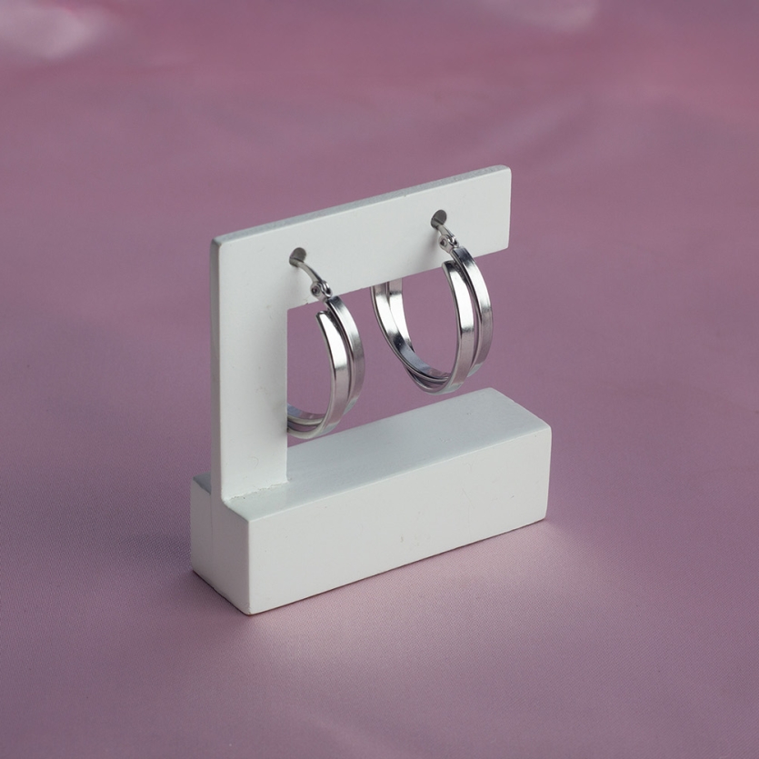 Brinco Argola Dupla Entrelaçada Aço Inox Soraia