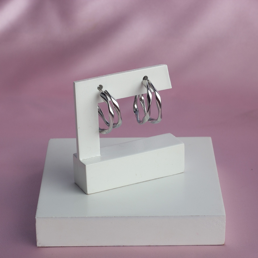 Brinco Argola Dupla Torcida Aço Inox Dora