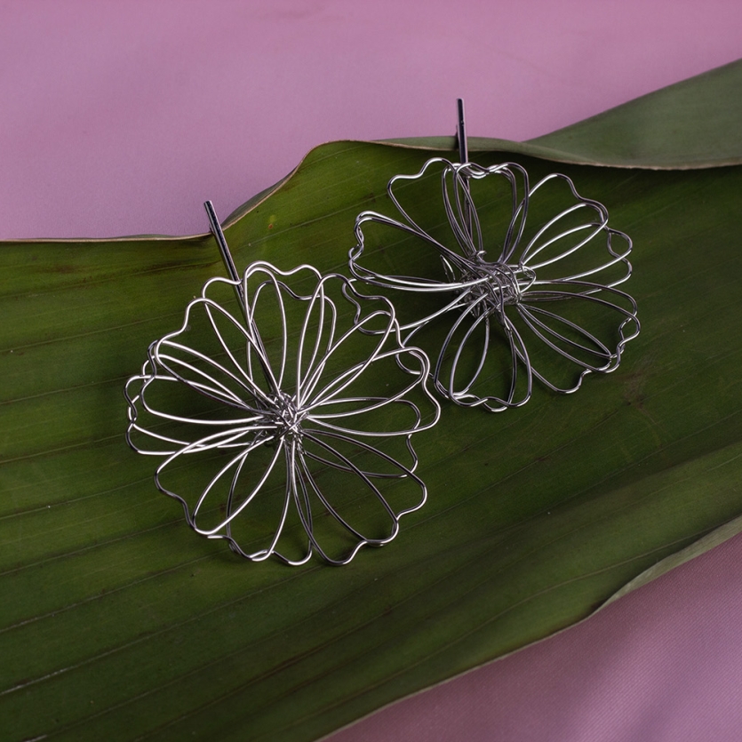 Brinco Flor De Fios Prata Shofia