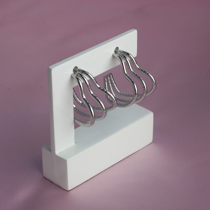 Brinco Argola Tripla Corações Trabalhado Aço Inox Jaque