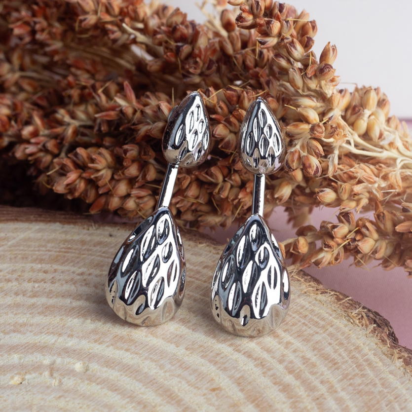 Brinco 2 Em 1 Gota Martelada Prata Dolores