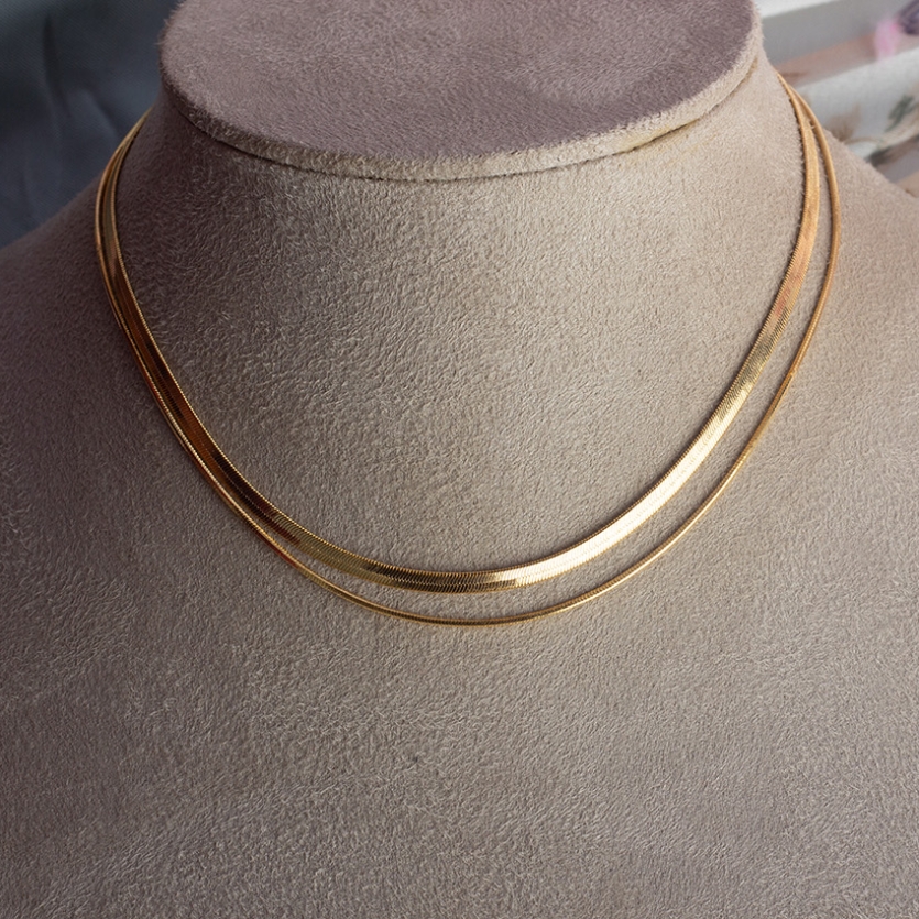 Colar Duplo Fita Dourado Aline