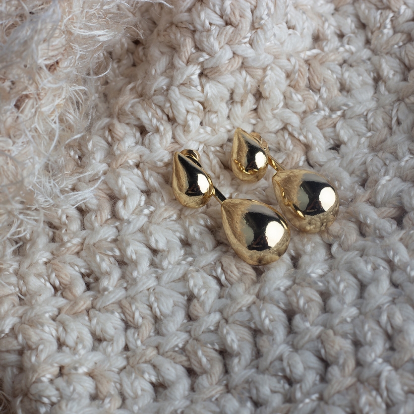 Brinco 2 Em1 Gota Lisa Dourado Antonela