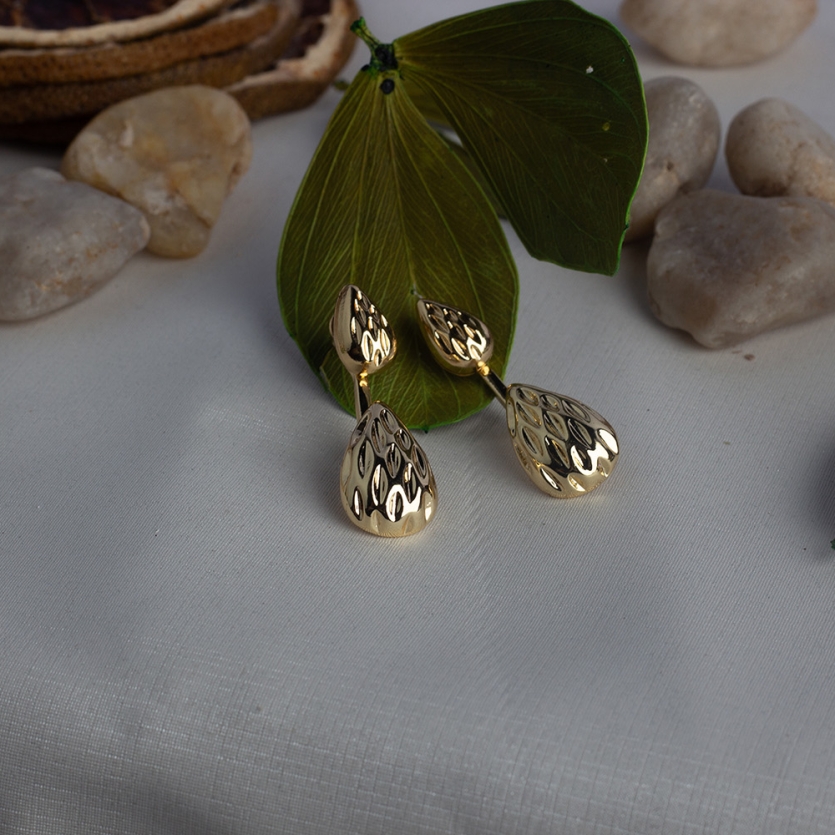 Brinco 2 Em1 Gota Martelada Dourada Dolores