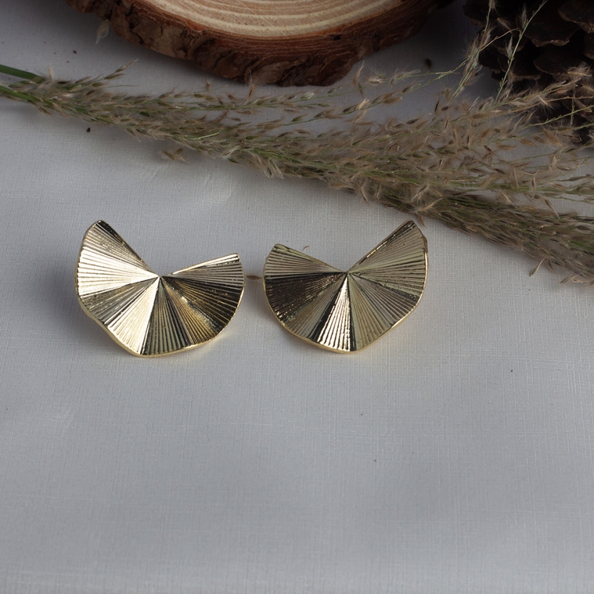 Brinco Leque Riscado Dourado Liliane