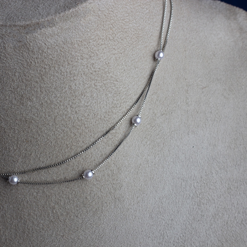 Colar Longo Pérolas Prata Lara
