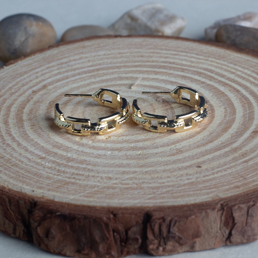 Brinco Argola Elos Trabalhados Dourado Emília