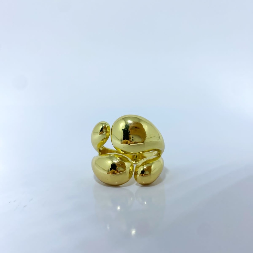Anel Regulável Quatro Gotas Dourado