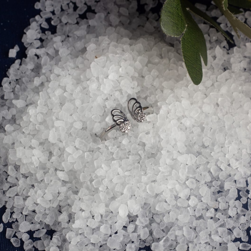 Anel Regulável Borboleta Cravejada Prata