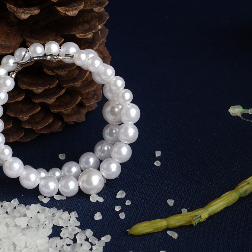 Brinco Argola Com Pérolas Prata Léia