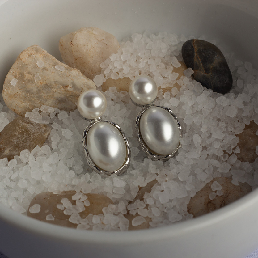 Brinco Duas Pérolas Prata Tábata