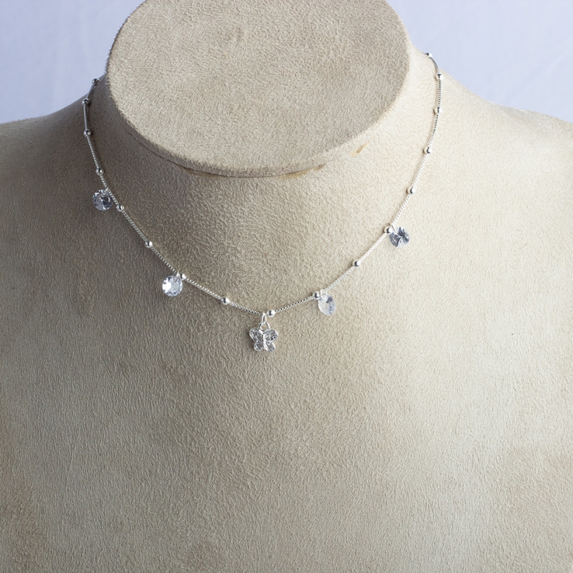 Colar Pingentes Prata Gina