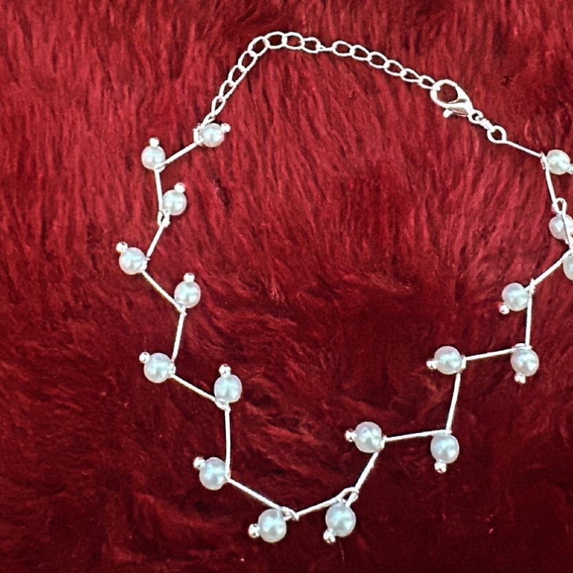Pulseira Zig Zag De Pérolas Prata