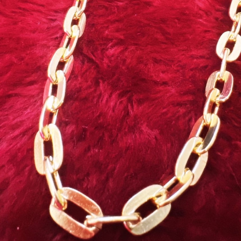 Colar Elos Achatados Dourado